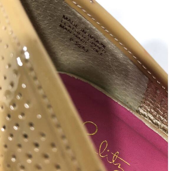 Lilly Pulitzer Perforated Patenet Leather Espadrille Wedges - Picture 8 of 10